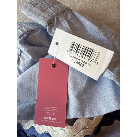 Simply Southern Lightweight Summer Shorts Blue Ricrac Women's Sz XL‎ -  NEW - Picture 10 of 10